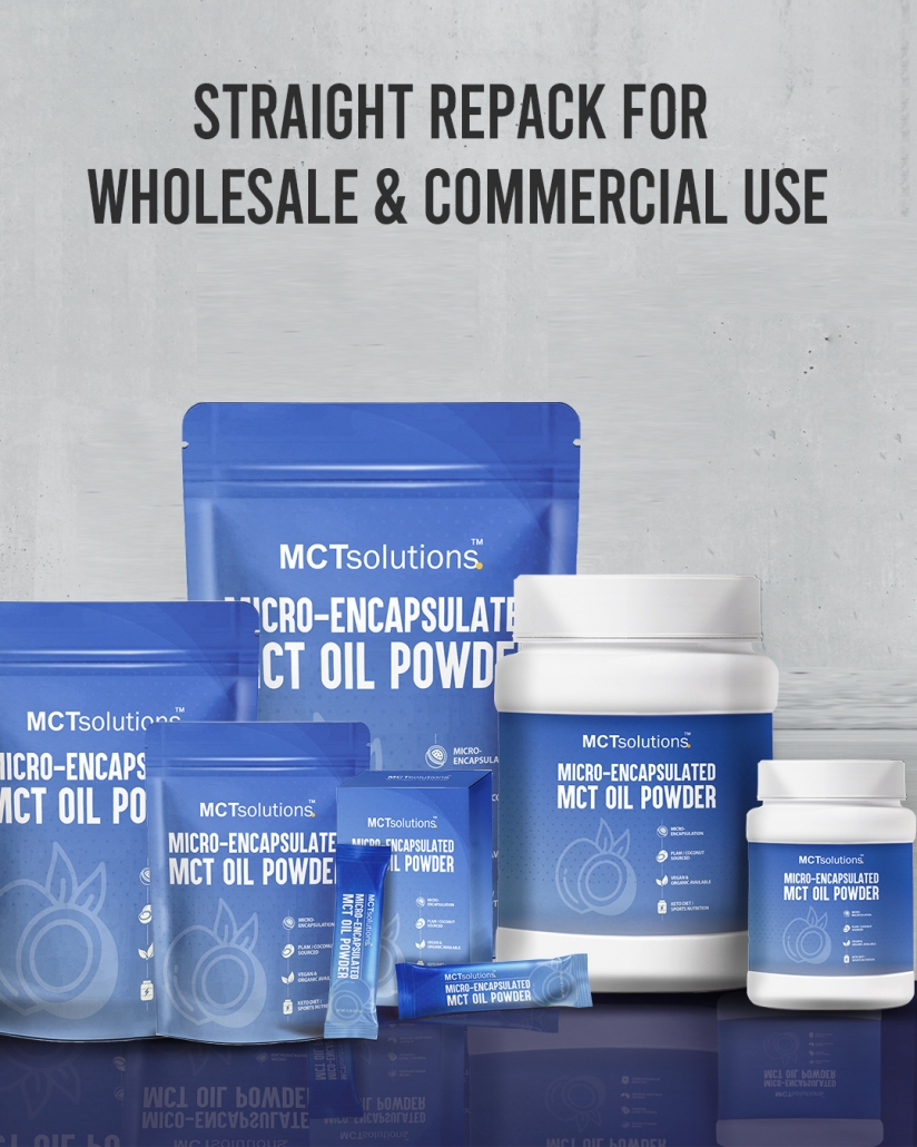 MCT oil powder repack in small packaging for wholesale and commercial use